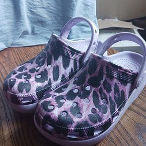 Kids Purple Cheetah Crocs